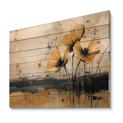Minimalism Desert Blossom Of Carnations I - Carnations Wood Wall Decor - On Natural Pine Wood