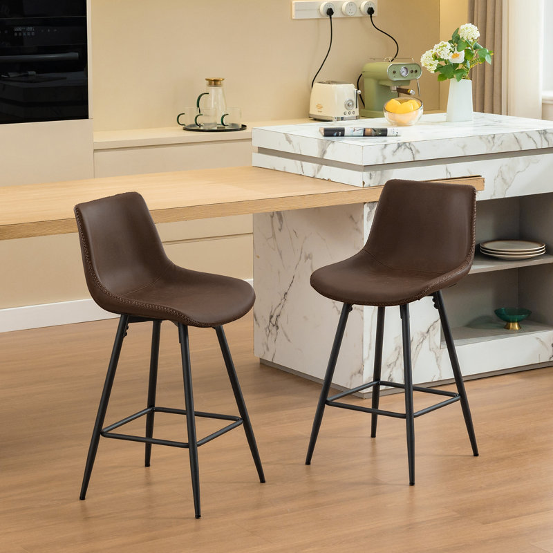 Tabouret de comptoir moderne en similicuir, Tabouret de comptoir (siège d'une hauteur de 24 p, 2, Tanné