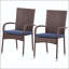 Chaise de salle à manger empilable en rotin avec coussins (ensemble de 2)