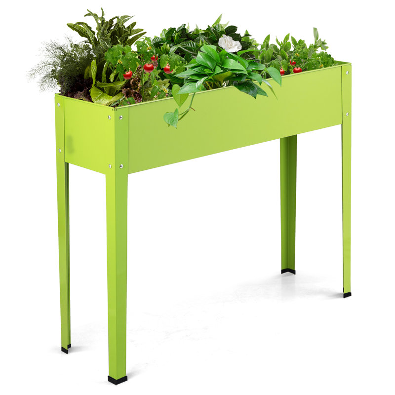 Ranier Wood Elevated Planter, Green