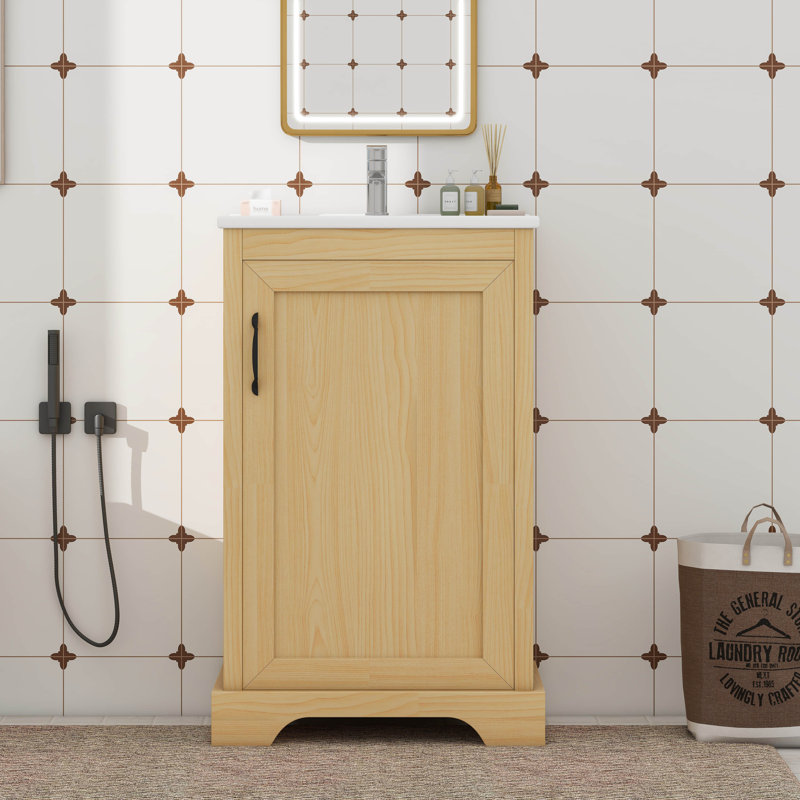 Meuble-lavabo de 20 po avec lavabo, support de rangement et tablette réglable 20 po