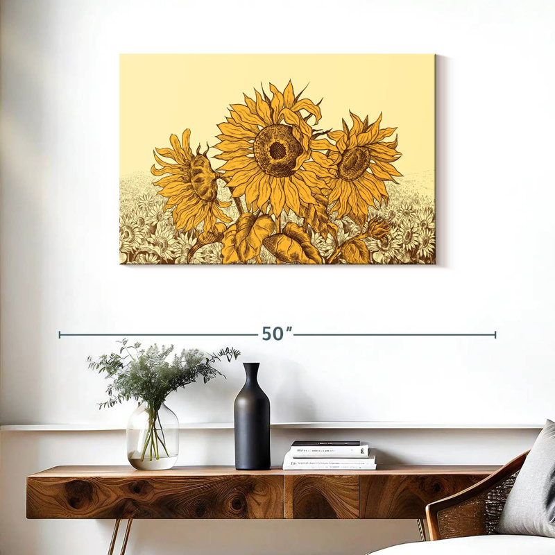 Champ de tournesols rétro Alvord, H 24 po x l 36 po
