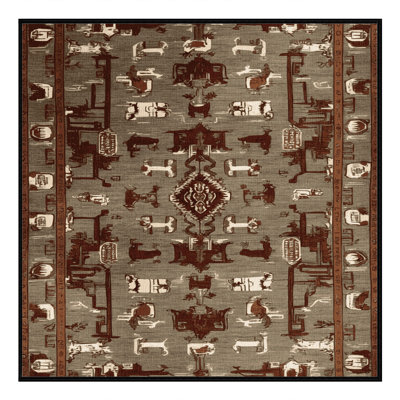 Tapis art déco brun lavable à la machine