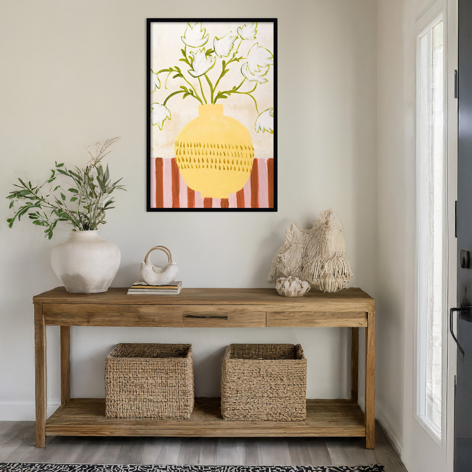 Yellow Vase Print by Design Fabrikken, 41" H x 28" W, Black