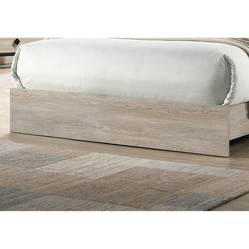 Cadre de lit contemporain 1pc, Crème/gris, Grand lit