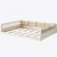 Lit plateforme tapissier en bois avec garde-corps et coussin-234162243