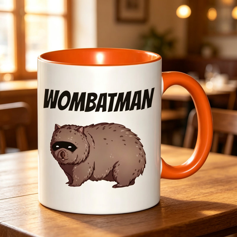 A Ceramic Coffee Mug Featuring a Wombat Logo, Perfect for Enjoying Tea, Milk, Or Water.