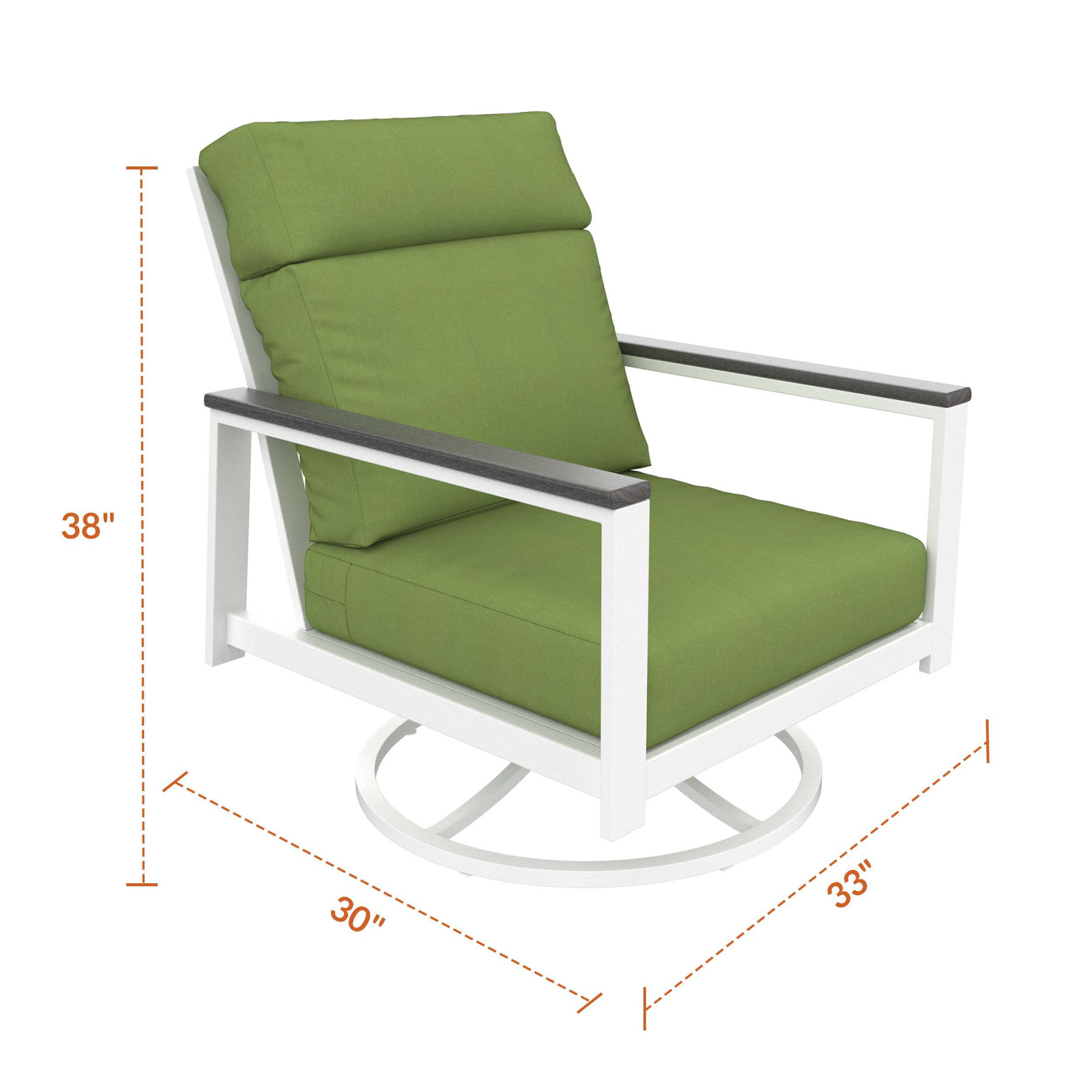 Townsend Sunbrella® Swivel Patio Lounge Chair, Gray, Spectrum Cilantro