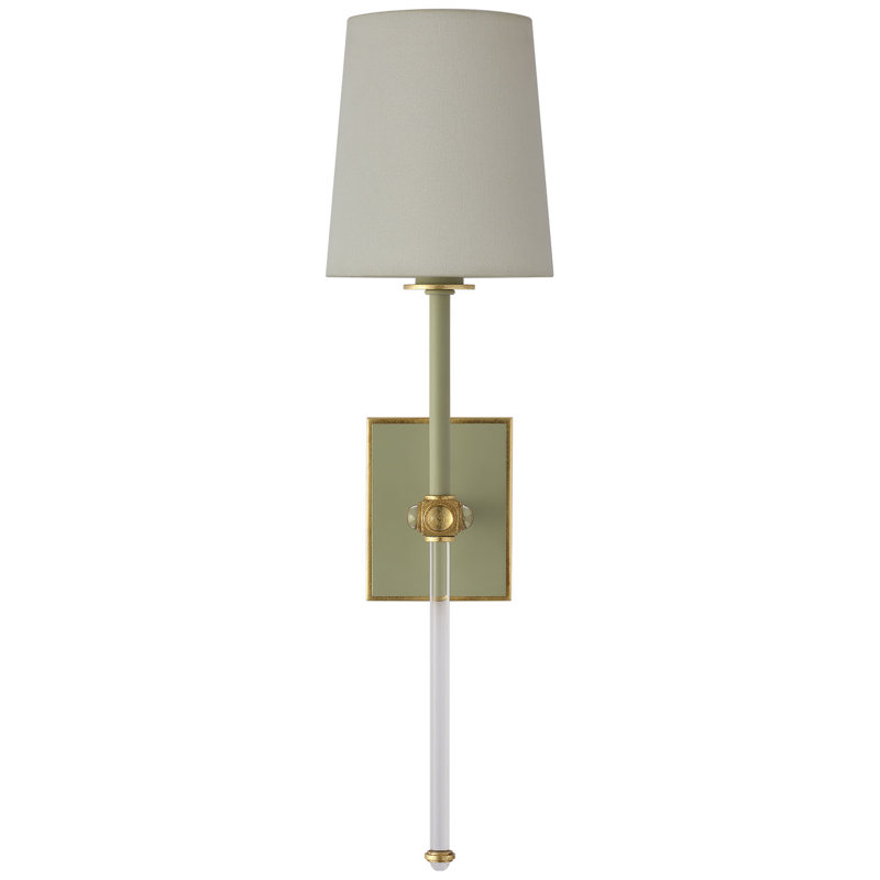 Julie Neill Lucia 21" Cordless Sconce with Linen Shade, Celadon/Crystal