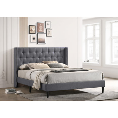 Aileen Upholstered Wingback Storage Bed