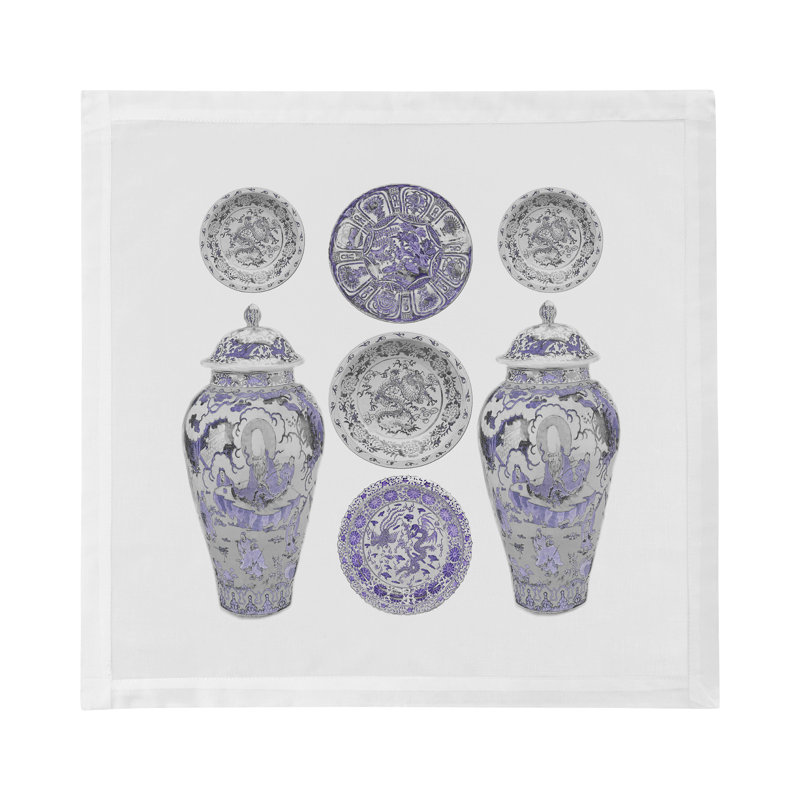 Chinois Ceramic Cotton Sateen Dinner Napkins, Lavender