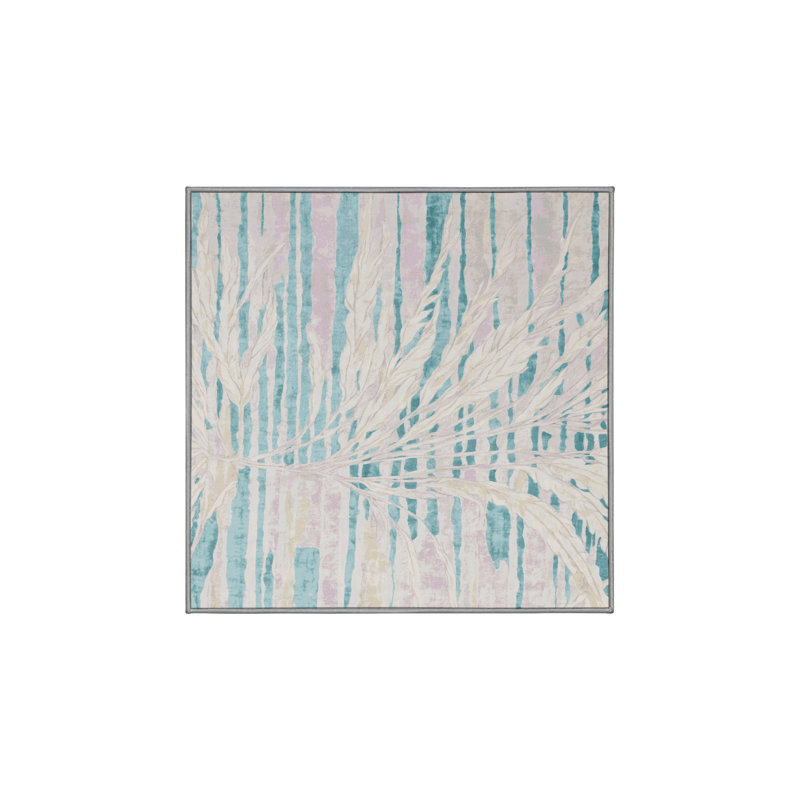 Machine Washable Gray Area Rug, Square 6'