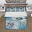 White Flower on Blue I - Ensemble de housse de couette Farmhouse - Microfibre de polyester-1805753700