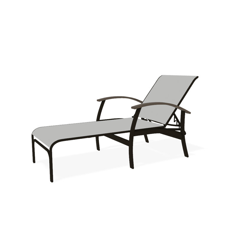 Belle Isle Outdoor Chaise Lounge, White 6D Sunbrella®, Desert P60, Textured Beachwood