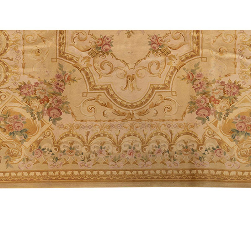 Tapis brun en laine noué à la main de conception unique 9 pi x 12 pi