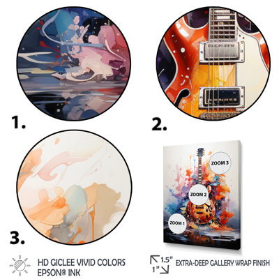 Laspisa Dry Watercolor Fire Guitare I - musique, art mural