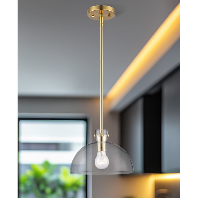 Luminaire suspendu en verre Martins, H 44,8 po x l 10 po x P 10 po, Or antique