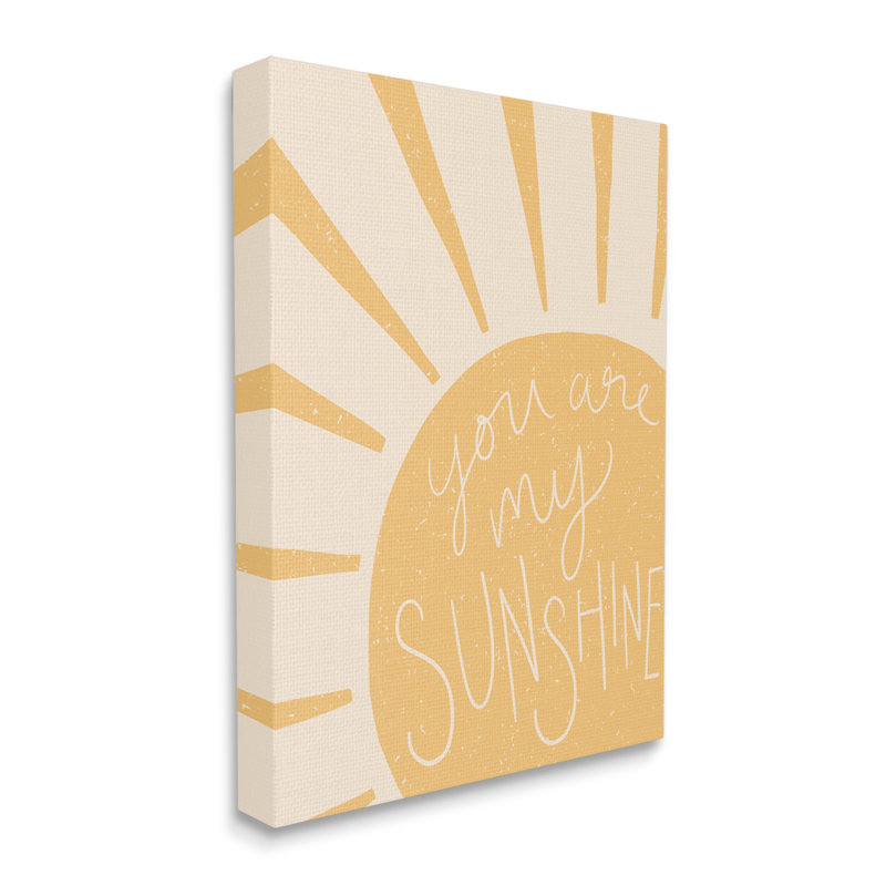 «You Are My Sunshine Simplistic Sun Beam Raysxxl», art mural sur toile tendue par Heather Mclaughlin, H 24 po x l 30 po