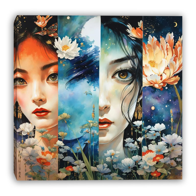 Art floral sur toile tendue, L 20 po x H 20 po x P 1,5 po