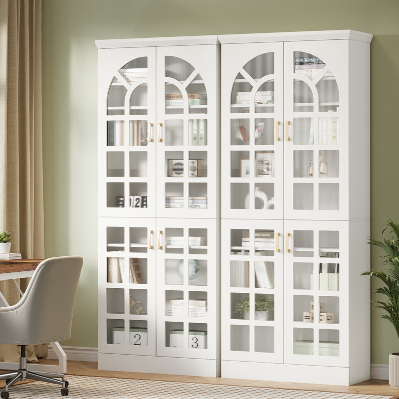 Armoire de rangement avec portes et lumières DEL, garde-manger de 68,94 po de hauteur avec tablettes réglables (blanc)