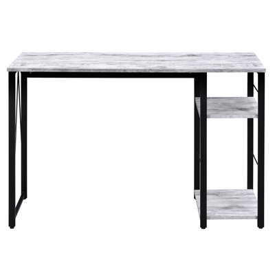 Bureau d'écriture spacieux avec deux tablettes dans une base en métal gris aspect noir antique
