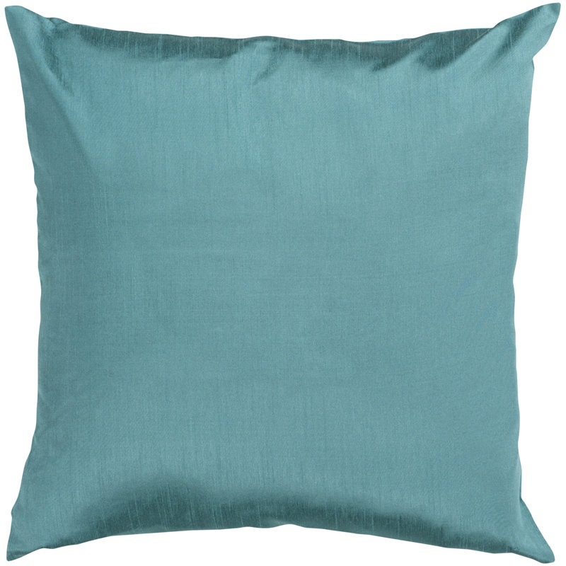 Teal Polyester Square Throw Pillow with Down Fill