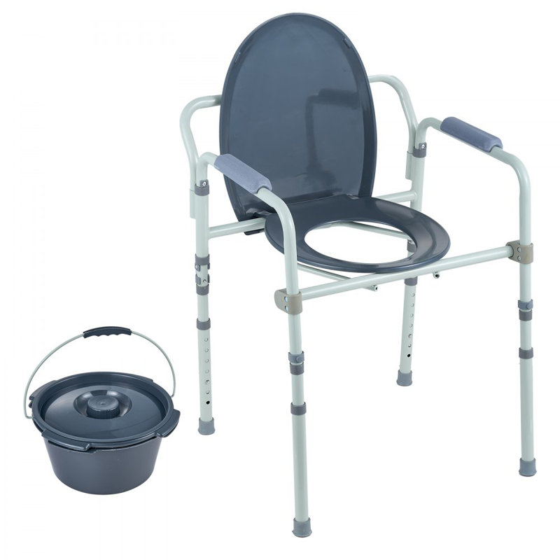 Chaise de commode, commode de chevet avec siège de toilette plus large, hauteur réglable à 7 niveaux
