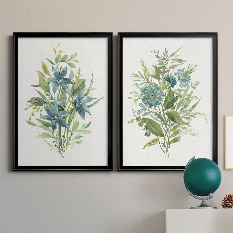 «Greenery I», ensemble de 2 peintures sur toiles, Black Framed Canvas, H 26,5 po x l 73 po x P 1,5 po
