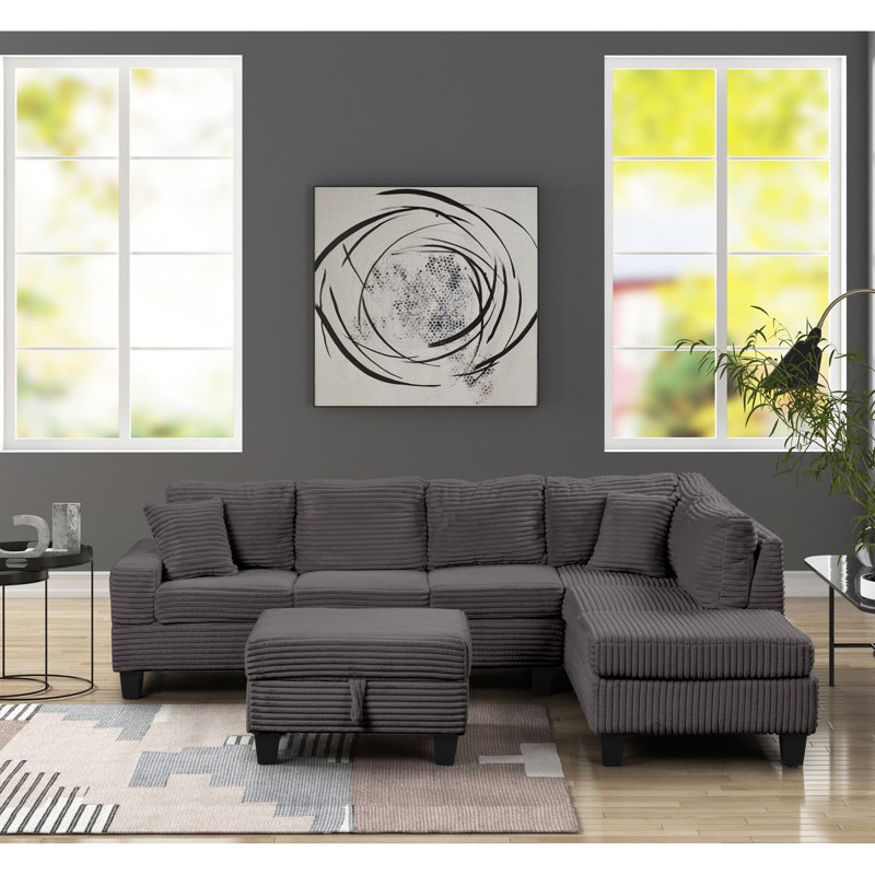 Canapé modulaire inclinable moderne en bois gris, Gris