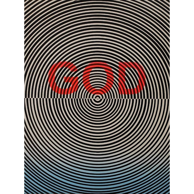 Illusion of God Acrylic Painting by Ghanshyam Gupta – 24" x 24" Modern Abstract Canvas Art with Optical Illusion