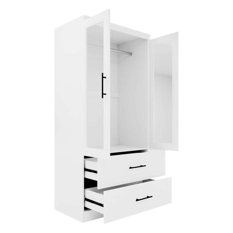 Armoire-penderie autoportante avec 2 tiroirs