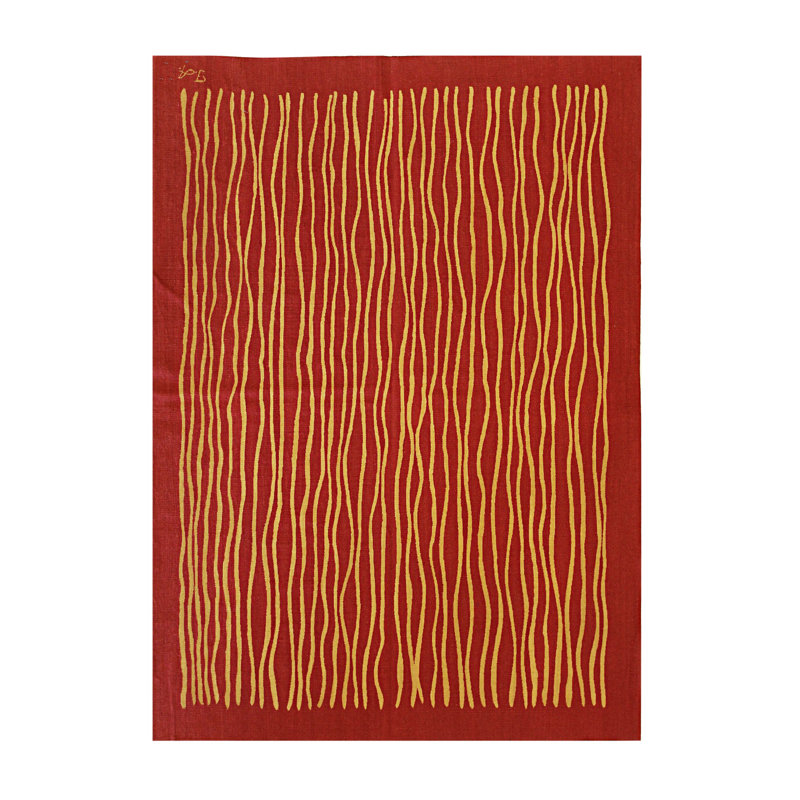 Tapis rouge en laine tissé à plat Trendy Chandni, Rectangle 6 pi x 8 pi