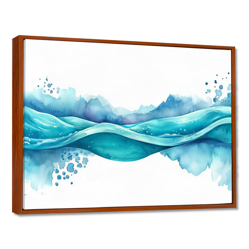 Onald Coastal Parallel Streams Waves I - Art abstrait au trait, paysage, art mural, H 34 po x l 44 po, Brun, Cadre flottant