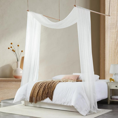 Canopy Bed Scarf, Bed Frame Draperies For Girls Wedding, 580 X 150Cm, White
