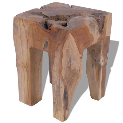 Francom vidaXL Solid Teak Wood Stool, Versatile Footrest/Side Table, 11.8" x 11.8" x 15.7" Brown