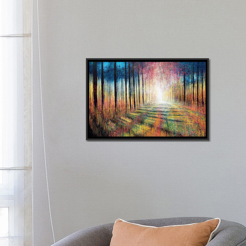 « matinée lighting trees », impression sur toile, H 18 po x l 26 po x P 1,5 po, Toile avec cadre noir