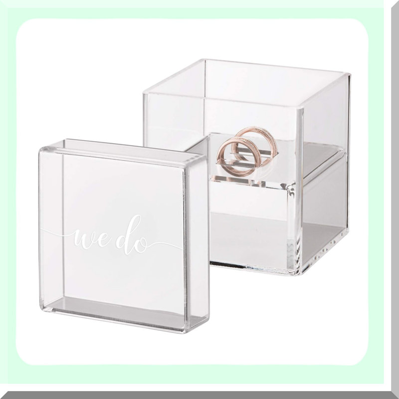 Clear Acrylic Wedding Ring Box and Pillow Alternative