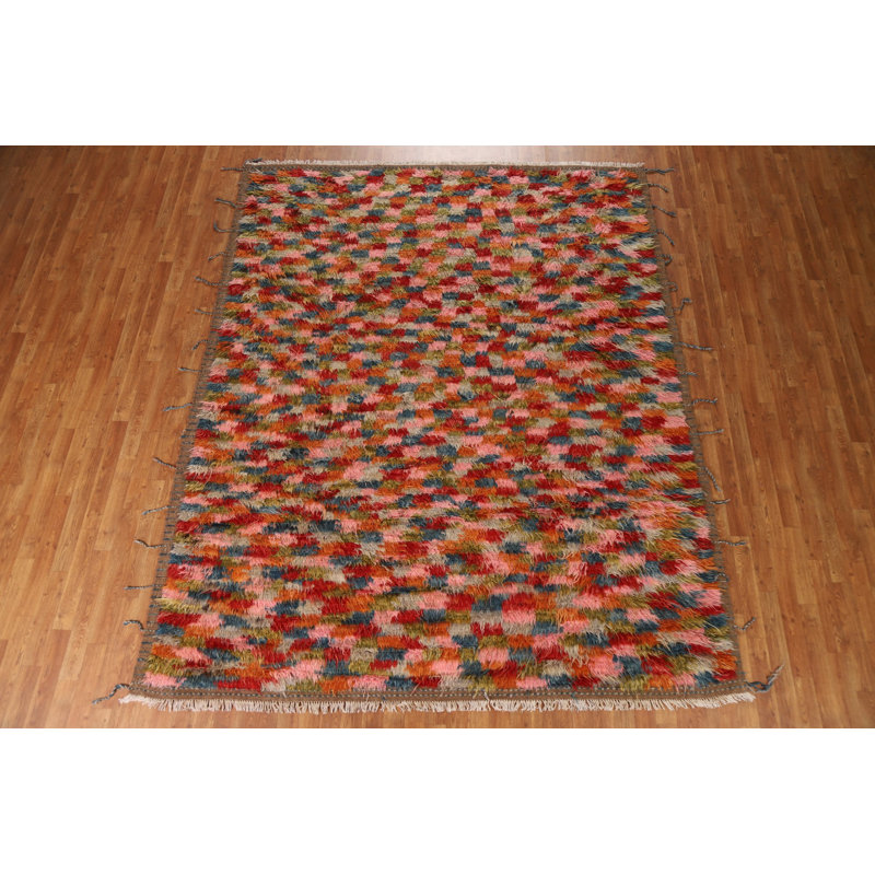 Tapis marocain à carreaux noué à la main berbère 8 x 10