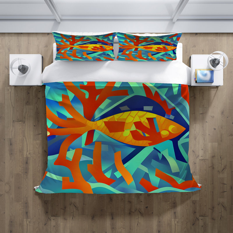 Polyester Abstract Duvet Cover, King Duvet Cover + 2 King Shams