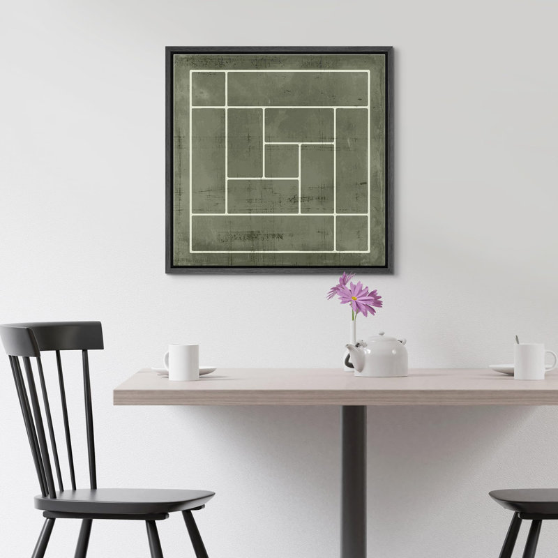 «Geometric Squares Abstract Grayscale», illustrations encadrées sur toile, Noir, H 16 po x l 16 po