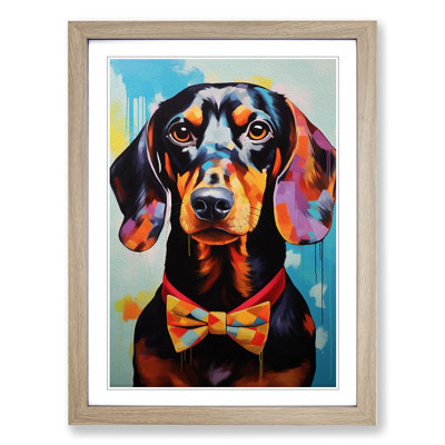 Dachshund Modern - Single Picture Frame Print on Wood
