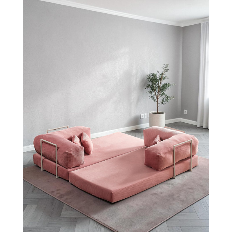 Canapé modulaire en L Blush, Rosé