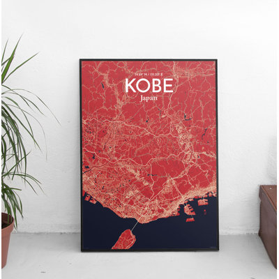 Kobe City Map - No Frame Print