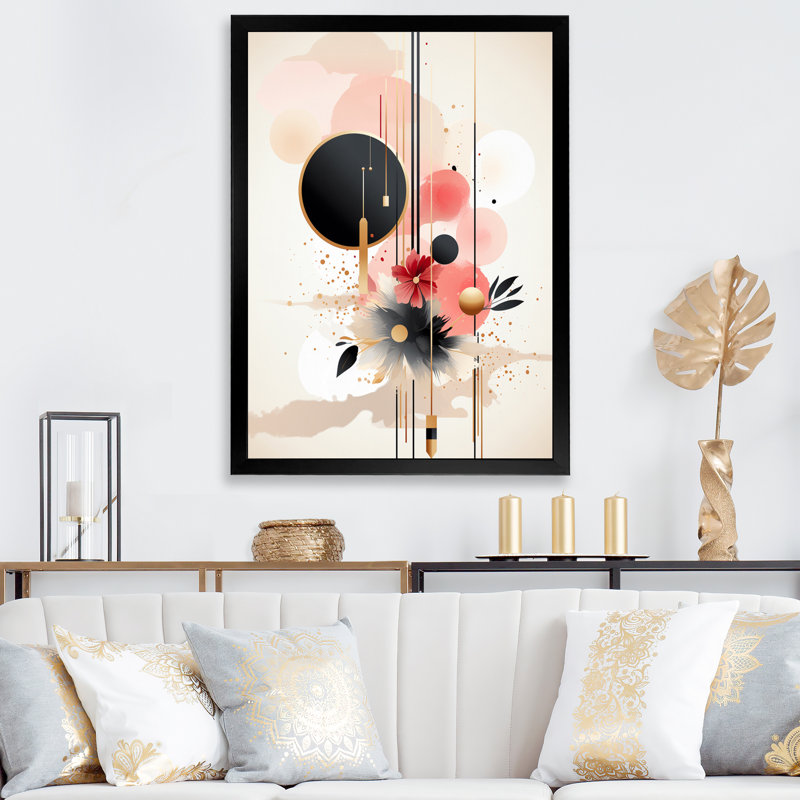 Art mural rétro sur toile de fleurs bohème rétro - autres plantes et fleurs, H 32 po x l 16 po x P 1 po, Cadre photo noir