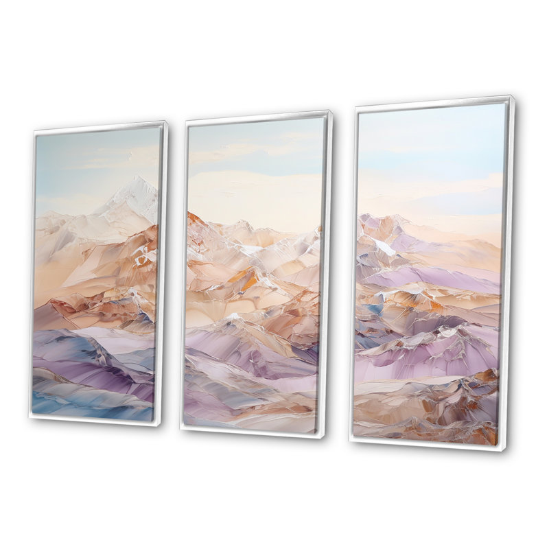 «Mountain Silent Beauty - Landscape Mountains», ensemble d'art sur toile, Cadre flottant blanc, H 28 po x l 36 po x P 1 po