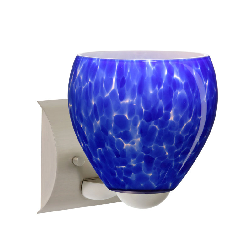 Eynesil Flush Mounted Sconce, Satin Nickel, Blue Cloud, Incandescent