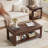 Farmhouse Coffee Tables for Living Room,Square Living Room Tables with Open Storage Shelf,Large Modern Coffee Table,Rustic Brown Center Table (Walnut)-723698763-723698762
