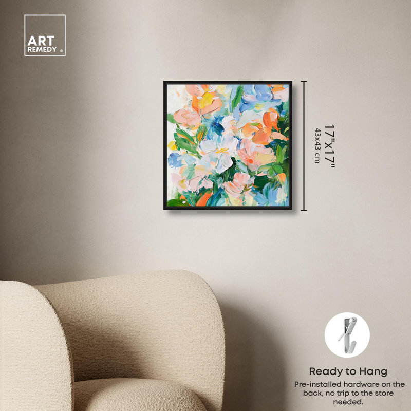 Art Remedy, art tropical brillant sur toile, H 17 po x l 17 po, Cadre flottant noir