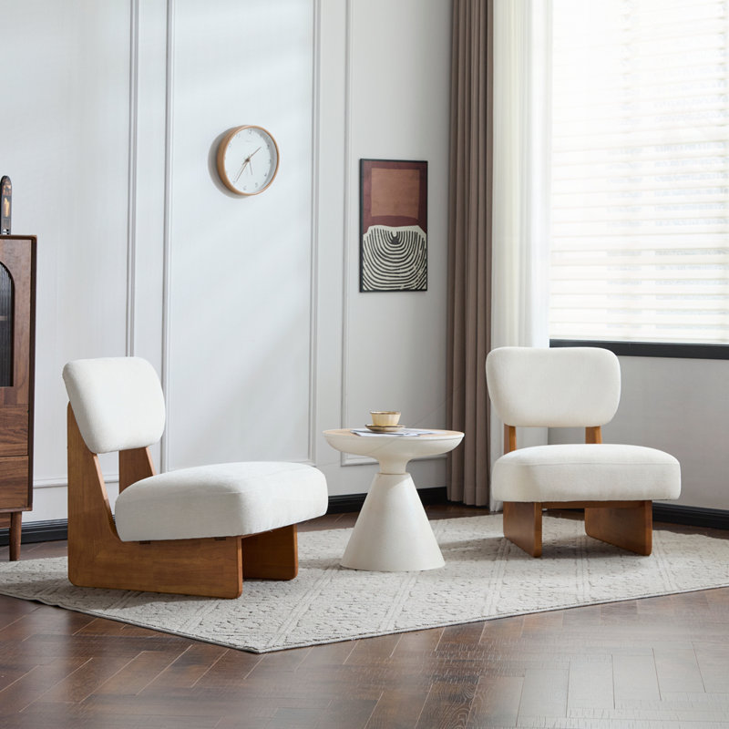 Ensemble de 2 chaises longues modernes, Beige, Naturel