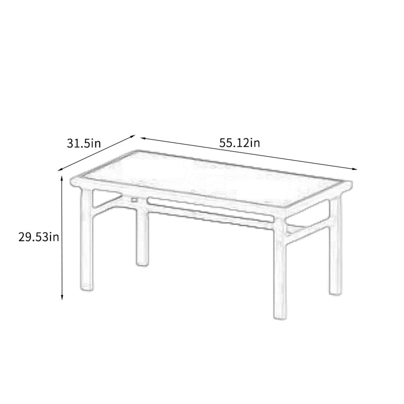 Table de salle à manger Mid-Century, Noir, H 29,53 po x L 55,12 po x l 31,5 po